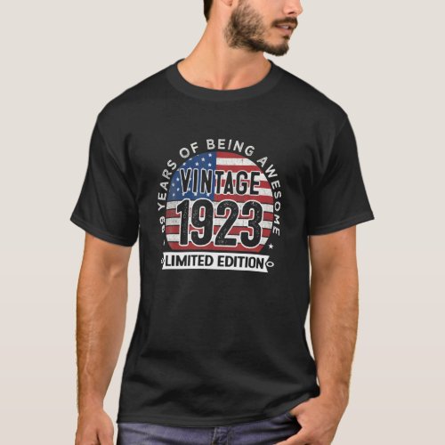 99Th Birthday Gifts Men Vintage 1923 99 Years Old T_Shirt