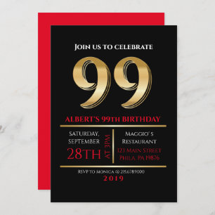 99th Birthday Gold Black Party Invitation