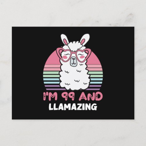 99th Birthday Llamazing Llama 99 Year Old Birthday Postcard