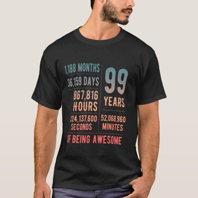 99th Birthday Men Women Funny 99 Years Old T-Shirt (Front)