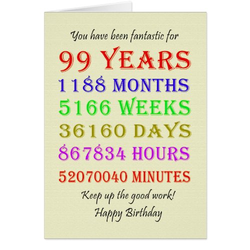 99th Birthday Milestones