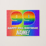 [ Thumbnail: 99th Birthday — Multicolored Rainbow Pattern “99” Jigsaw Puzzle ]
