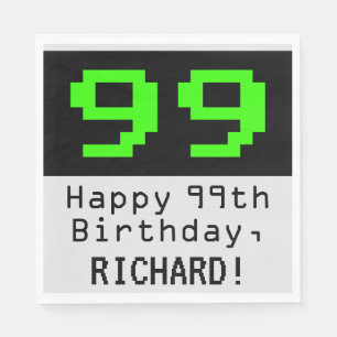 99th Birthday - Nerdy / Geeky Style "99" & Name Napkins
