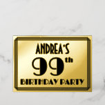 [ Thumbnail: 99th Birthday Party — Art Deco Look “99” + Name Invitation ]
