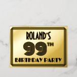 [ Thumbnail: 99th Birthday Party — Art Deco Style “99” & Name Invitation ]