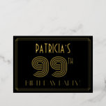 [ Thumbnail: 99th Birthday Party — Art Deco Style “99” + Name Invitation ]