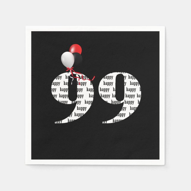 99th Birthday party balloons Napkins (Front)