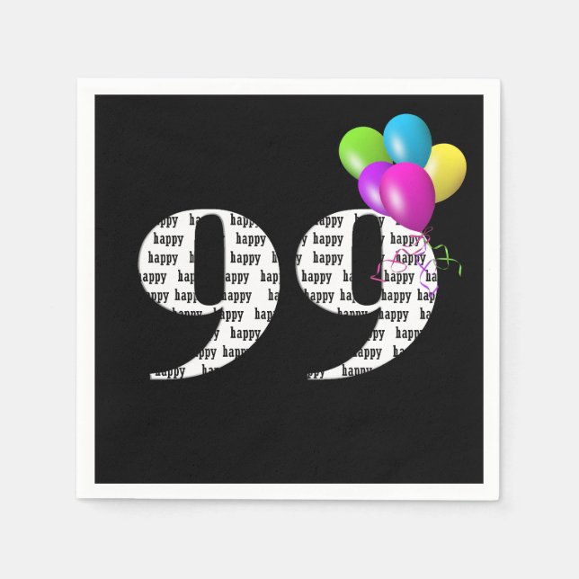 99th birthday party balloons napkins (Front)