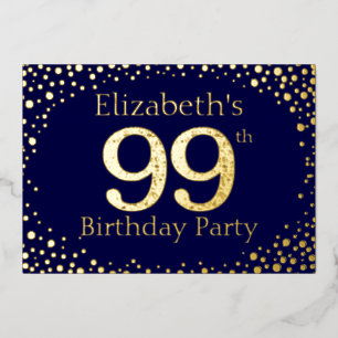 99th Birthday Party Foil Invitation