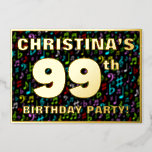[ Thumbnail: 99th Birthday Party — Fun, Colorful Music Symbols Invitation ]