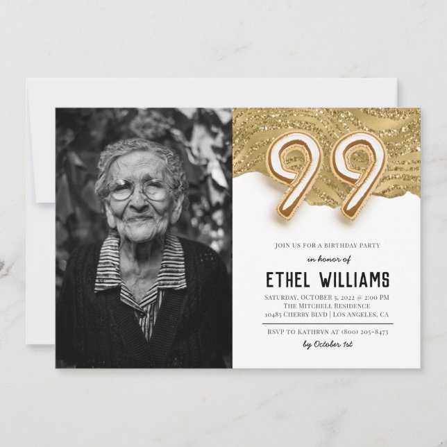 99th Birthday Party Invitation (Front)