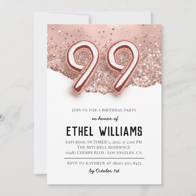 99th Birthday Party Invitation (Front)