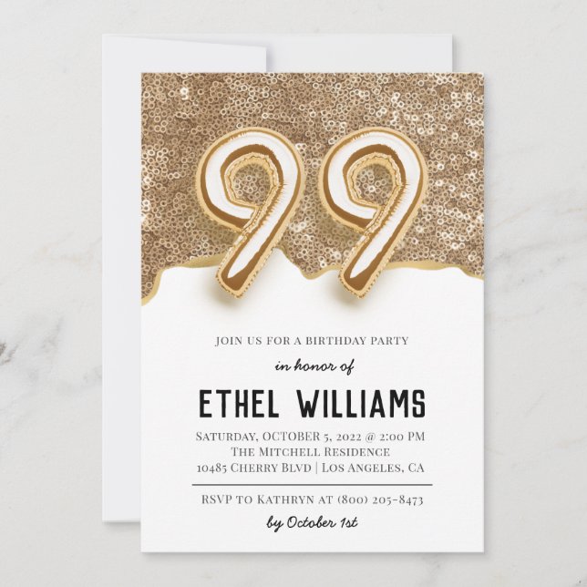 99th Birthday Party Invitation (Front)