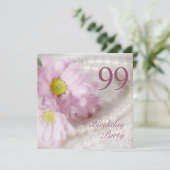 99th Birthday party invitation with daisies (Standing Front)