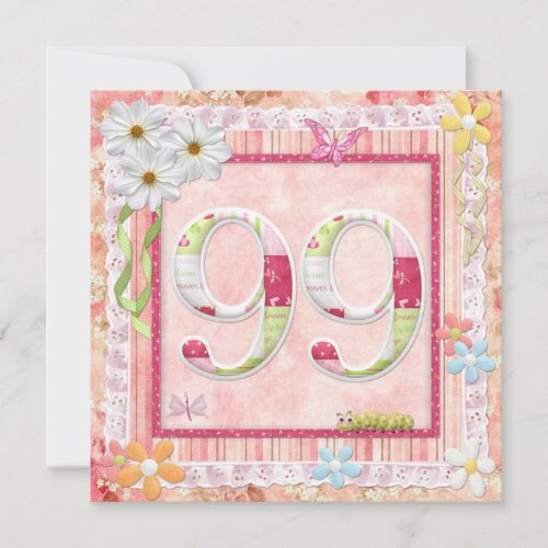 99th birthday party scrapbooking style invitation