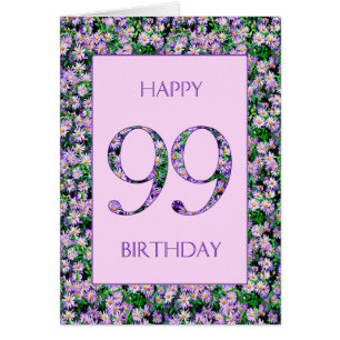 99th Birthday Purple Daisies Cards