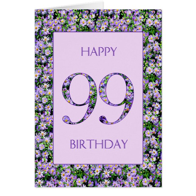 99th Birthday Purple Daisies Cards (Front)