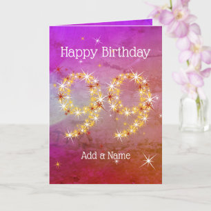 99th Birthday - Star Number - Purple Pink - Age 99 Card