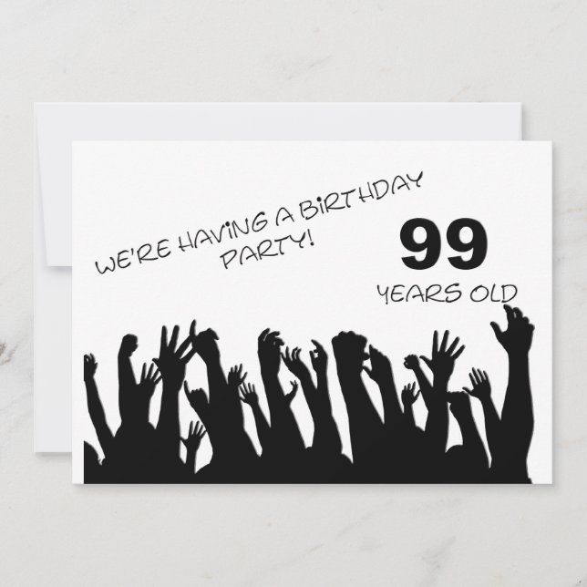 99th party invitation with cheering crowds (Front)