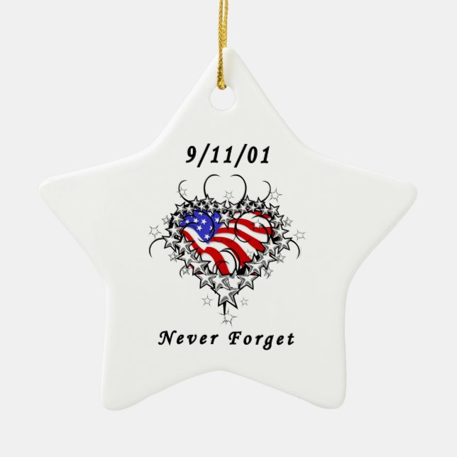9/11/01 Patriotic Tattoo Ceramic Ornament (Front)
