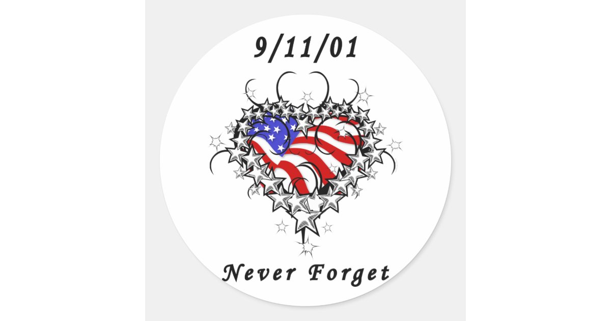 9/11/01 Patriotic Tattoo Classic Round Sticker | Zazzle
