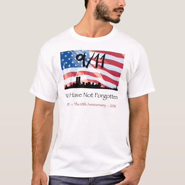 9/11 10th Anniversary WTC and the Flag T-Shirt (Front)
