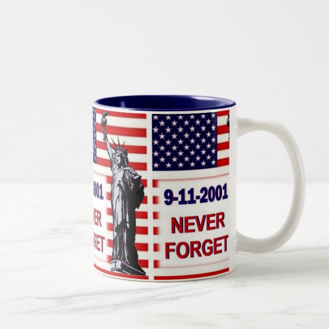 9-11-2001 Never Forget Two-Tone Coffee Mug (Right)