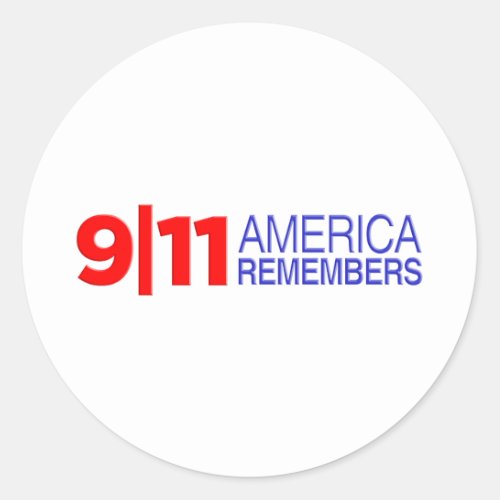 911 America Remembers Classic Round Sticker