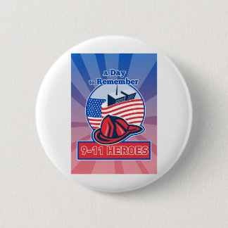 9-11 Firefighter Fireman Helmet American Flag Button