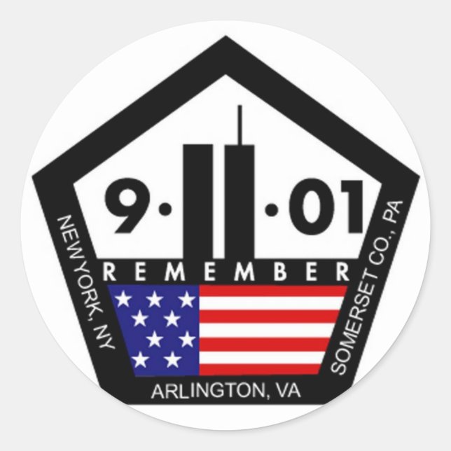 9 11 Never Forget, Always Remember Classic Round Sticker (Front)