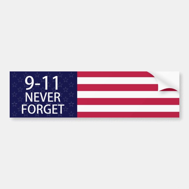 9-11 never forget bumper sticker (Front)