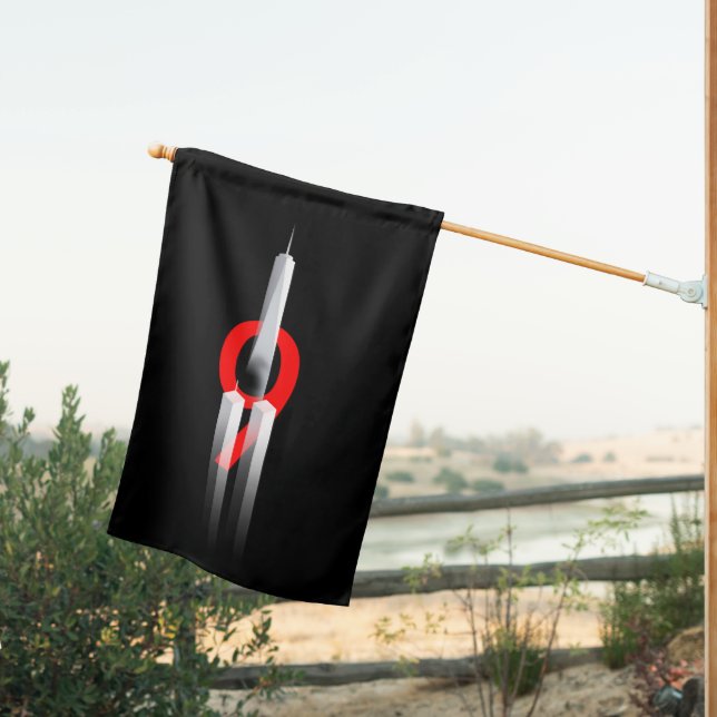 9 11 Never Forget Remember 9.11.2001  Memorial House Flag (Insitu (Back))