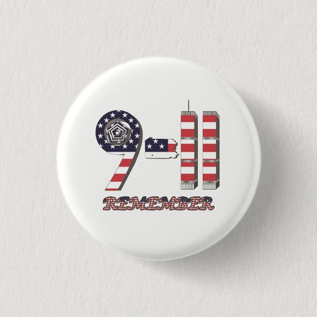 9-11 Original Flag Pattern Button (Front)