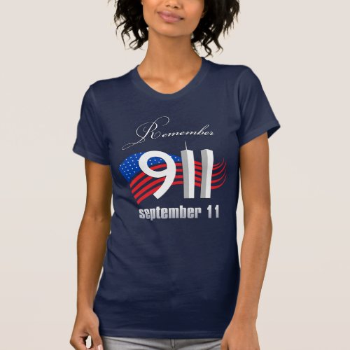 911 Remember September 11 _ Navy Blue Tshirt