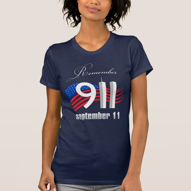 9/11 Remember September 11 - Navy Blue Tshirt (Front)