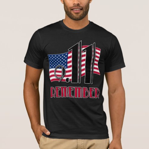 911 REMEMBER with American Flag Tshirts