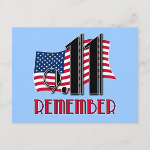 9/11 REMEMBER with American Flag Tshirts Postcard