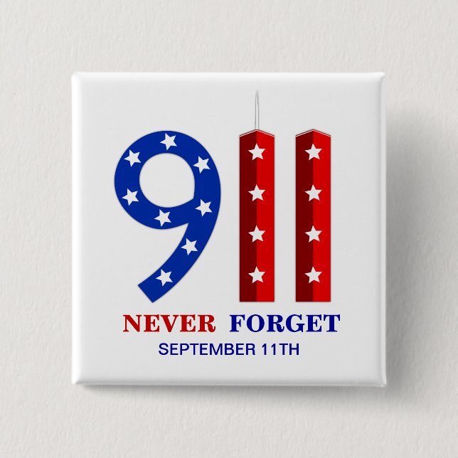 9/11 September 11th - Never Forget - WTC Pins (Front)