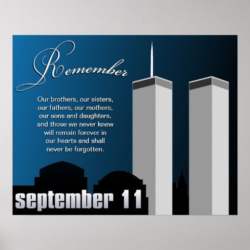 9/11 September 11th - WTC Remembrance Poster | Zazzle.com