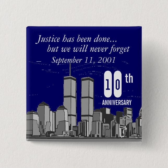 9-11 Tenth Anniversary Pinback Button (Front)