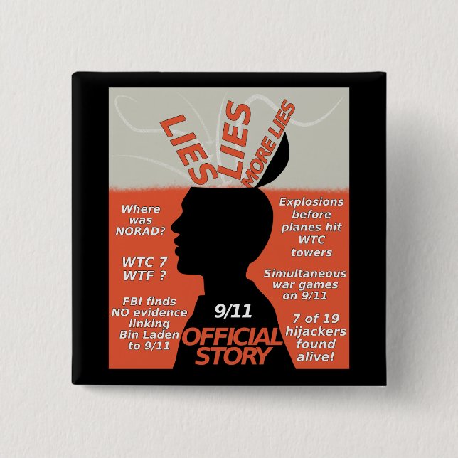 9-11 Truth Official Story Lies Pinback Button (Front)