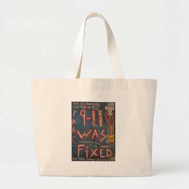 9-11 was fixed blue large tote bag (Front)