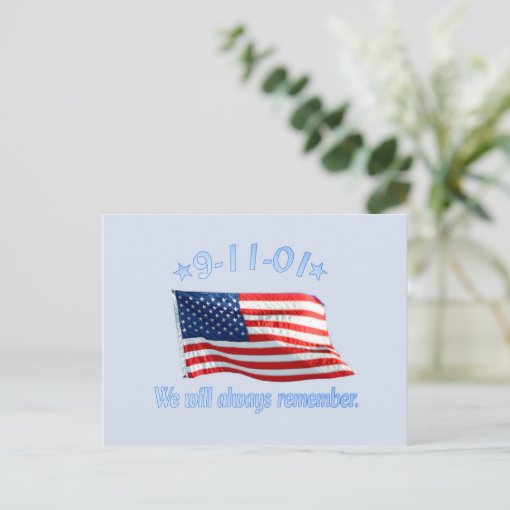 9-11 We Will Always Remember Postcard | Zazzle