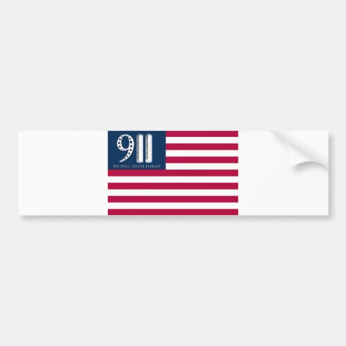 911 We Will Never Forget American Flag Bumper Sti Bumper Sticker