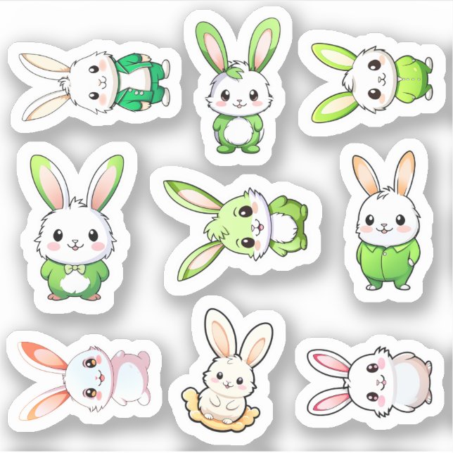9 Adorable rabbit animals Sticker (Front)