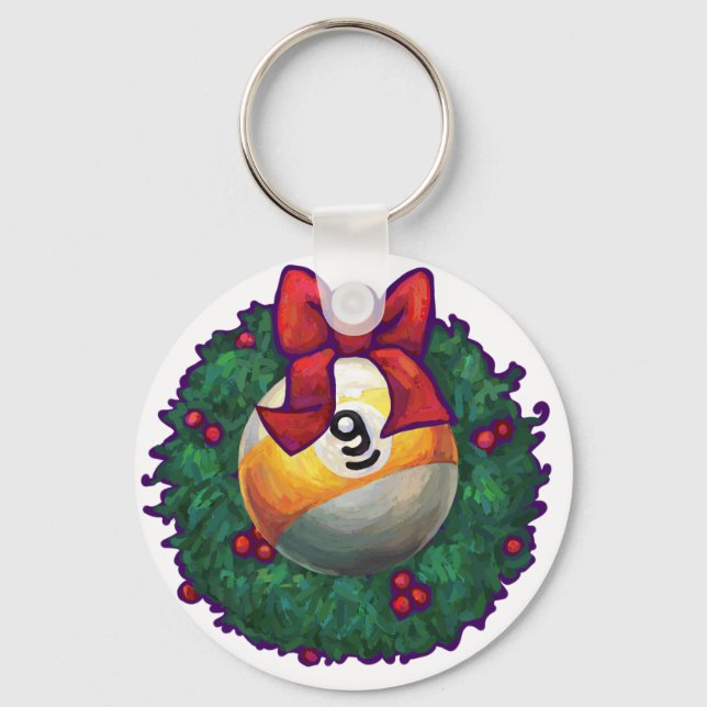 9 ball Christmas Keychain (Front)