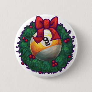 9 ball Christmas Pinback Button