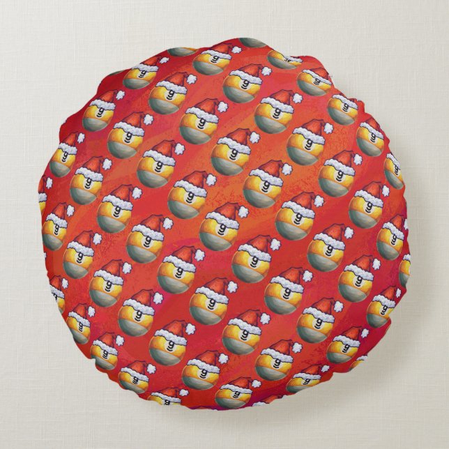 9 ball Christmas Round Pillow (Back)