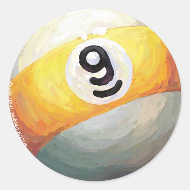 9 ball classic round sticker (Front)