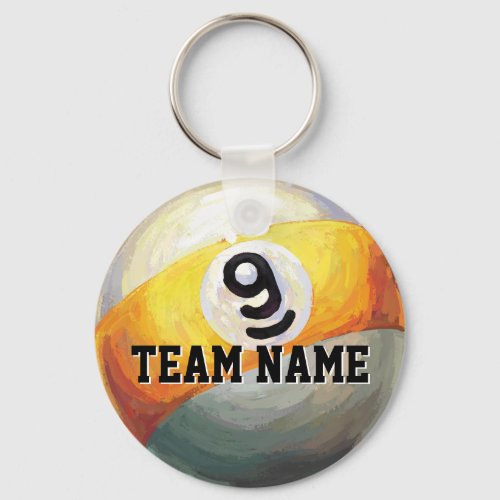 9 Ball Custom Team Name Keychain